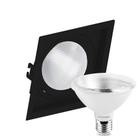 Kit 4 Spot Embutir Quadrado Recuado Par30 Preto + Lâmpada Led 10w 2700k