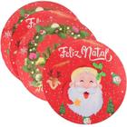 Kit 4 Suplat Redondo Mdf Decoração Mesa Natal Noel Vermelho