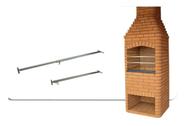 Kit 4 Suporte Extensor Para Churrasqueira Apoio De Grelhas Espetos Grill Com Regulagem 45 a 82 Cm