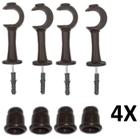 Kit 4 Suporte para Varão Cortina com Ponteira 19mm Imbuia