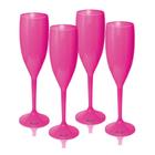 Kit 4 Taças Champagne 170Ml Rosa Acrílico