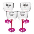 Kit 4 Taças Gin Bicolor Rosa Acrílico Personalizada