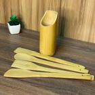 Kit 4 talheres de bambu com suporte para cozinha versátil