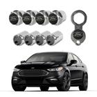 Kit 4 Tampa Bico Válvula Antifurto Ford Preto Capa Cromado