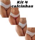 Kit 4 Tanga Pala Dupla Reforçada Estampada Cintura Alta de Microfibra Confortável Esconde Barriga