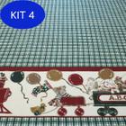 Kit 4 Tecido Tricoline Estampado Xadrez 1,40 M Largura Verde