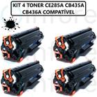 Kit 4 Toner Compatível Para Impressoras P1102w M1132 M1212 M1210 Ce285a cb435a cb436a P1102w M1132 M1212 M1210 Universal - PREMIUM