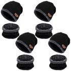 kit 4 touca gorro cachecol forrada unissex adulto infantil estiloso frio inverno