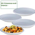 Kit 4 Travessa Saladeira Petisqueira Oval Le Chef Branca Plástico