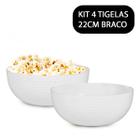 Kit 4 Travessa Tigela Saladeira Redonda Com Friso Le Chef Branca 229 Cm