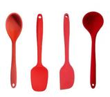 Kit 4 Utensílios De Silicone Colher Espátula Raspadora Concha