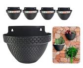 Kit 4 Vaso de Parede Jardim Meia Lua Rattan Preto 3 Litros - Compre Já Fácil