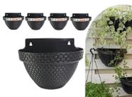 Kit 4 Vaso De Parede Meia Lua Rattan Jardim Preto 3 Litros - Compre Já Fácil