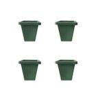 Kit 4 Vaso De Planta Médio 3 Litros Quadrado Plástico Rattan - PLASTIC