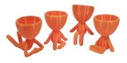 Kit 4 Vasos Decor BOB Robert Plant Para Suculentas e Cactos Laranja 13 cm