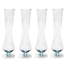 Kit 4 Vasos Solitários acinturado Ø6x24cm Vidro Grosso Transparente Para Flores