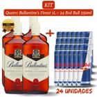 Kit 4 Whisky Balantine's Finest 1.000ml com 24 unidades de Energético RedBull de 250ml