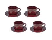 Kit 4 Xícaras Café c/ Pires Porcelana Iris Verbena Vinho 80ml - WOLFF