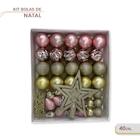 Kit 40 Enfeites de Natal Bolas Estrela Dourado e Rosa Completo decoração natalina decorativos arvore natal papai noel casa