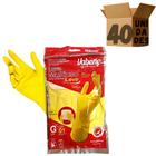 Kit 40 Luva De Latex Limpeza Multiuso Amarela Tamanho G