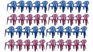 Kit 40 Un Cadeiras Poltrona Infantil Decorada Plástico (20 azuis e 20 rosas) Creche Escola Estudo Igreja - ATACADO