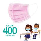 Kit 400 Máscaras Descartáveis para Crianças - Cor Rosa