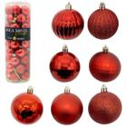 Kit 45 Bolas De Natal Mista Vermelha 4Cm Decoração Árvore