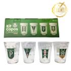 Kit 4Un Copo Americano Vidro 190ml Tradicional Bar Cerveja Escudo Time Palmeiras Oficial - BRASFOOT