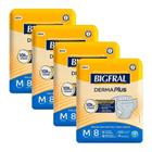 Kit 4X 8 Tiras Fralda Geriátrica Bigfral Derma Plus Tamanho M Descartáveis