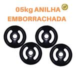 Kit 4X Anilhas De 5Kg Emborrachada Super Premium Preta