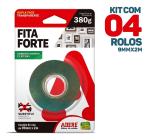 Kit 4x Fita Dupla Face Profissional Extra Forte - 9 mm x 2m Fixação Adesão Resistente