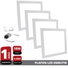 Kit 4X Plafon Painel Led 18w Branco Frio Quadrado Embutir