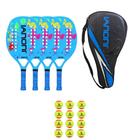 Kit 4x raquete de beach tennis ianoni 100% carbono + bolsa e bolinhas
