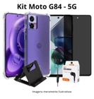 Kit 4x1 Capinha + Película Privativa 3D + Fone com Fio + Suporte para Moto G84 5G - LXL