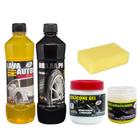 Kit 4x1 Limpeza Lavagem Automotiva Shampoo Pretinho Silicone