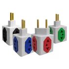 Kit 5 Adaptadores De Tomada Cubo Colorido 4 Saídas 10a 20a