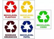 Kit 5 Adesivos Lixo Reciclável Modelos Padrões 20X15 Cm - Adesivo Para Lixeira Lixo Reciclavel