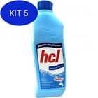 Kit 5 Algicida Manutencao Hcl Hidroall 1 Litro