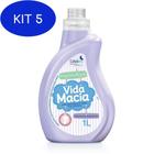 Kit 5 Amaciante Vida Macia Glicerina E Amêndoas 1 Litro -Casa Km