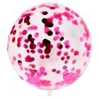 Kit 5 Balões Bubble Transparente com Lantejoulas Pink