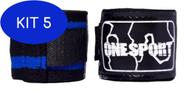 Kit 5 Bandagem Atadura Elastica 3M Muay Thai Boxe Preto/Azul