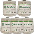 Kit 5 Barbantes Euroroma Cru 1 Quilo Ordem Fio 6 para Fazer Crochê, Tricô, Tapetes, Caminho e Jogos de Banheiro e Mesa