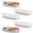 Kit 5 Barcas 58 Cm Travessas em Melamina Branca para Servir Comida Japonesa Sushi / Acai  Bestfer 