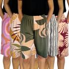 Kit 5 Bermudas Femininas Soltinhas Elástico Estampas Sortidas Viscolycra Pp ao Plus Size