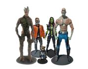 Kit 5 Bonecos Guardiões da Galaxia Vingadores Senhor das Estrelas Drax Groot Gamora Rocket Resina