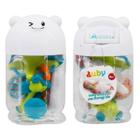 Kit 5 Brinquedos Chocalho de bebe mordedor divertido infantil animais Menino menina Pote Urso c/alça