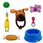 Kit 5 brinquedos interativo cachorro+comedouro 1000ml e cata caca