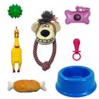 Kit 5 brinquedos interativo cachorro+comedouro 1000ml e cata caca