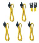 Kit 5 Cabo Dados Sata 40cm 6gb/s Amarelo com Trava Reta Serial Ata Sata3 Ssd Hd Pc