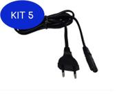 Kit 5 Cabo Força Para Ps2 Cordão Par 0,50x 1,5m Preto Ilumi